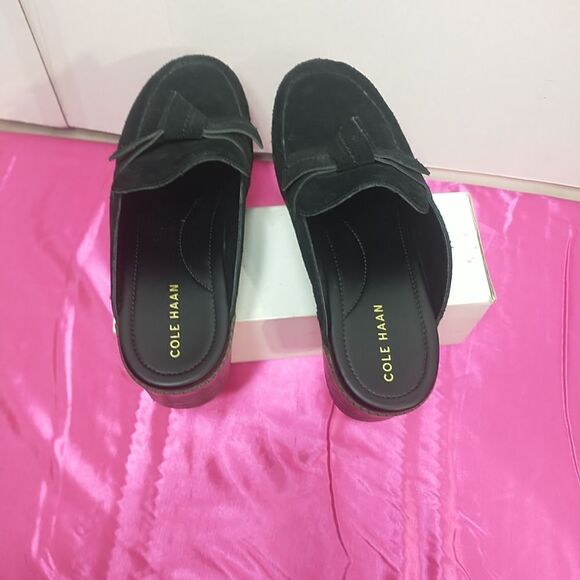 Womens SZ 10B Cole Haan CloudFeel All Day Bow Clogs - Black Suede, [W25917] - Picture 7 of 11